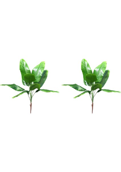 2x Yapay Bitkiler Tropikal Yapraklar Muz Sahte Palmiye Yaprağı Bitki Sahte Yapraklar Kapalı Dış Bahçe Düğün Dekor (Yurt Dışından)
