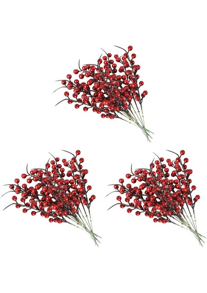 60 Adet Yapay Kırmızı Meyveler Sahte Çiçekler Meyve Berry Kaynaklanıyor El Sanatları Çiçek Buketi Düğün Için Yılbaşı Ağacı Dekorasyon (Yurt Dışından)