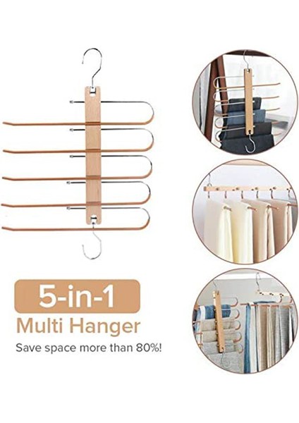 Pantolon Askıları Kaymaz, Çok Fonksiyonlu Pantolon Askısı Ahşap Yerden Tasarruflu Pantolon Askıları Pantolon Askısı, Ayarlanabilir 2'li Set (Yurt Dışından)