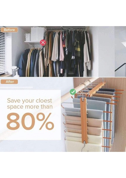 Pantolon Askıları Kaymaz, Çok Fonksiyonlu Pantolon Askısı Ahşap Yerden Tasarruflu Pantolon Askıları Pantolon Askısı, Ayarlanabilir 2'li Set (Yurt Dışından) modelleri