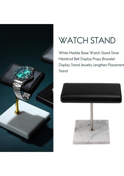 Beyaz Mermer Taban Saat Standı Gümüş Metal Çubuk Kemer Ekran Sahne Bilezik Ekran Standı Takı Uzatmak Yerleştirme Standı (Yurt Dışından)