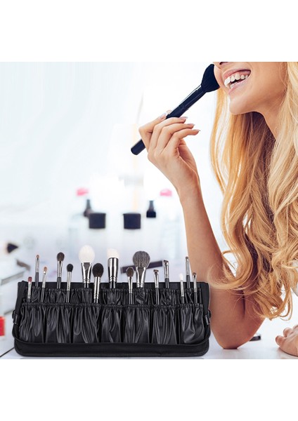 Rownyeon Marka Makyaj Fırça Çantası Saklama Çantası Kapak Fırça Makyaj Aracı Katlanır Büyük Kapasiteli Dikey Fermuar Makyaj Çantası (Yurt Dışından) indirimleri