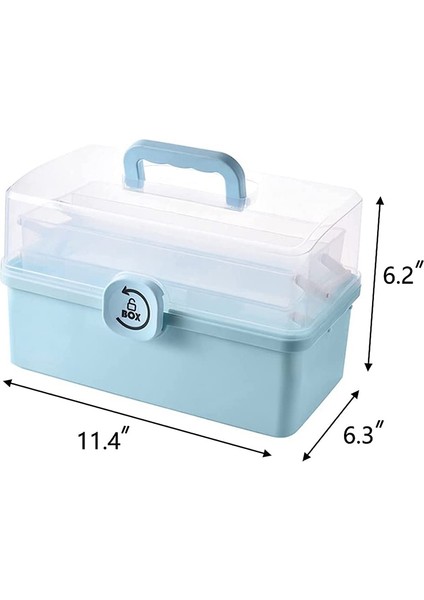 3 Katlı Katlama Tepsili Plastik Saklama Kutusu, Alet Düzenleyici, Taşınabilir Kilitlenebilir Konteyner, 29 x 16 x 15,7cm, Mavi (Yurt Dışından) fırsatları