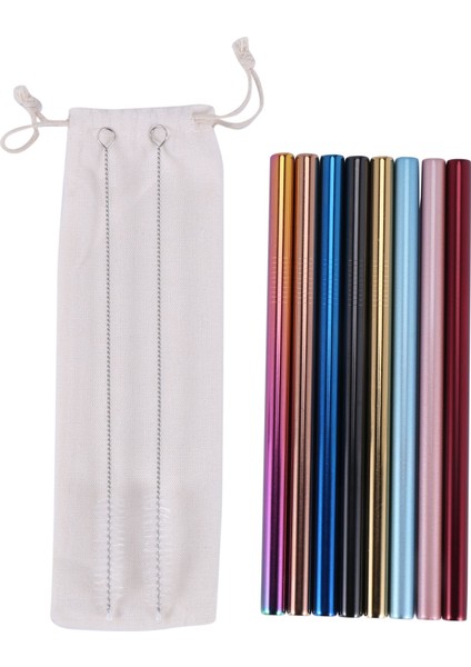 Bubble Tea Pipetler - Pipetler Paslanmaz Çelik 8 Parça Renkli Pipet, Tekrar Kullanılabilir ve Yıkanabilir Pipetler, Temizleme Fırçalı (Yurt Dışından)