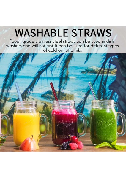 Bubble Tea Pipetler - Pipetler Paslanmaz Çelik 8 Parça Renkli Pipet, Tekrar Kullanılabilir ve Yıkanabilir Pipetler, Temizleme Fırçalı (Yurt Dışından) indirimleri