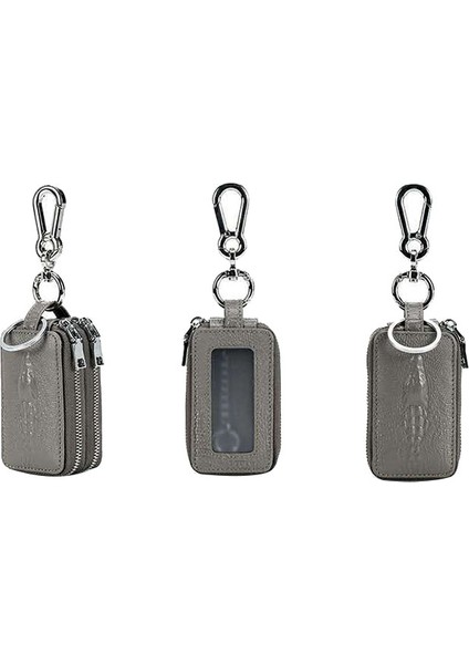 Pu Timsah Desen Anahtarlık Araba Anahtarı Cüzdan Büyük Kapasiteli Saklama Çantası Anahtar Çantası Gri Çift Fermuarlı Pencere (Yurt Dışından) fiyatları