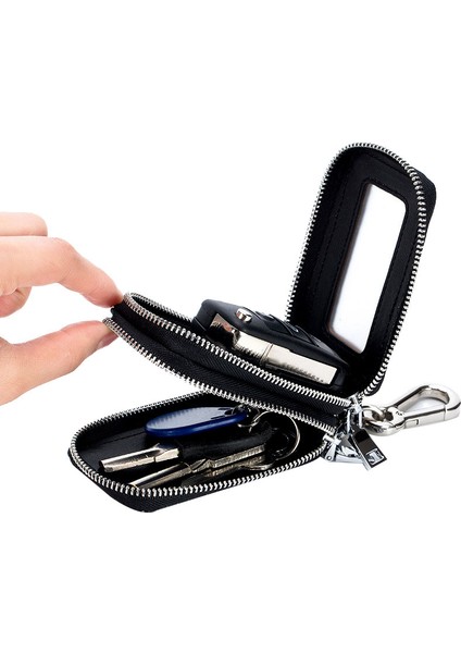 Pu Timsah Desen Anahtarlık Araba Anahtarı Cüzdan Büyük Kapasiteli Saklama Çantası Anahtar Çantası Gri Çift Fermuarlı Pencere (Yurt Dışından) modelleri