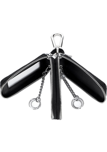 Pu Timsah Desen Anahtarlık Araba Anahtarı Cüzdan Büyük Kapasiteli Saklama Çantası Anahtar Çantası Gri Çift Fermuarlı Pencere (Yurt Dışından) fırsatları