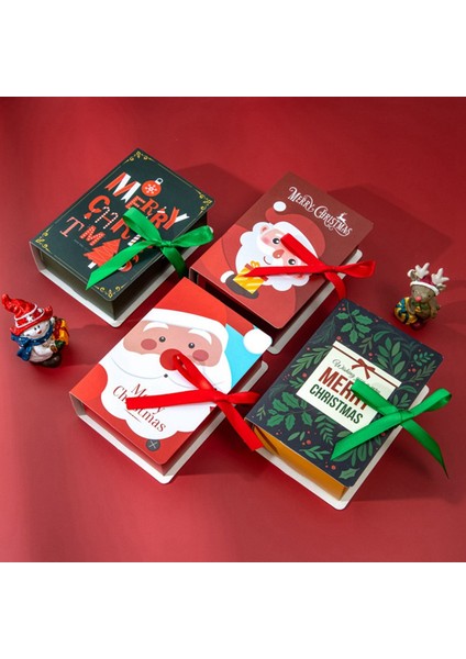 4 Adet Noel Şeker Kutusu Hediye Kutusu Hediye Kutusu Karton Yaratıcı Sihirli Kitap Serisi Noel Şeker Kutusu B (Yurt Dışından) fiyatları
