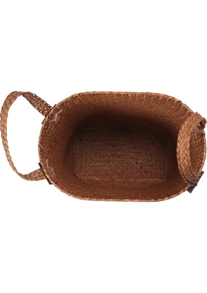 3x Doğal Yuvarlak Hasır Sepet Kutusu El Yapımı Tutma Yeri Turuncu 33X21X26CM (Yurt Dışından) fırsatları