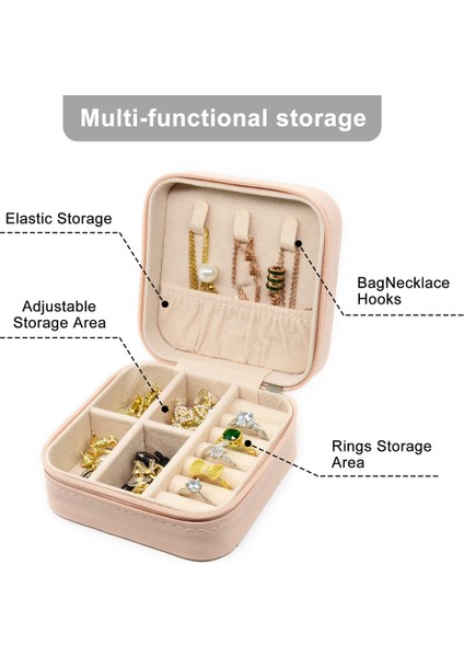 Adet Taşınabilir Takı Saklama Kutusu Organizatör Ekran Seyahat Takı Fermuar Durumda Kutusu Küpe Kolye Yüzük Mücevher Kutusu (Yurt Dışından)