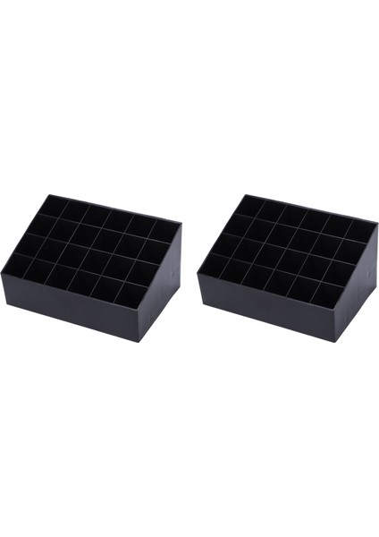 2x 24 Ruj Tutucu Organizatör Ruj Tutucu Ekran Tutucu Kozmetik Siyah (Yurt Dışından)