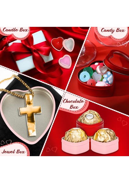 16 Pcs Kalp Şekli Metal Kapaklı Metal Teneke Kutular Metal Teneke Kutular Boş Mum Teneke Kırmızı ve Pembe Sevgililer Günü Hediye Kutuları (Yurt Dışından) fırsatları