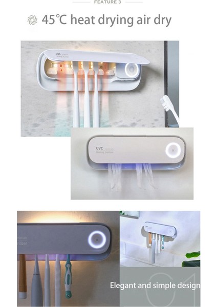 Elektrikli Diş Fırçası Uv Sterilizasyon Kurutma Tutucu Duvara Monte Banyo Organizatör Aksesuarları ile LED Gece Lambası (Yurt Dışından)