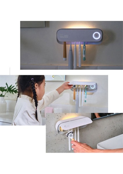 Elektrikli Diş Fırçası Uv Sterilizasyon Kurutma Tutucu Duvara Monte Banyo Organizatör Aksesuarları ile LED Gece Lambası (Yurt Dışından) indirimleri