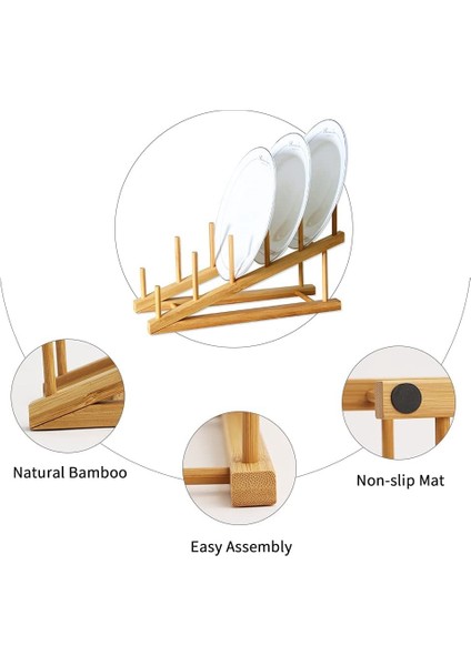 2 Adet Ahşap Bulaşıklık Bambu Plaka Raf Standı Tencere Kapağı Tutucu, Bulaşık Kurutma Rafı Mutfak Dolabı Organizatör Bulaşık Tabağı (Yurt Dışından) modelleri