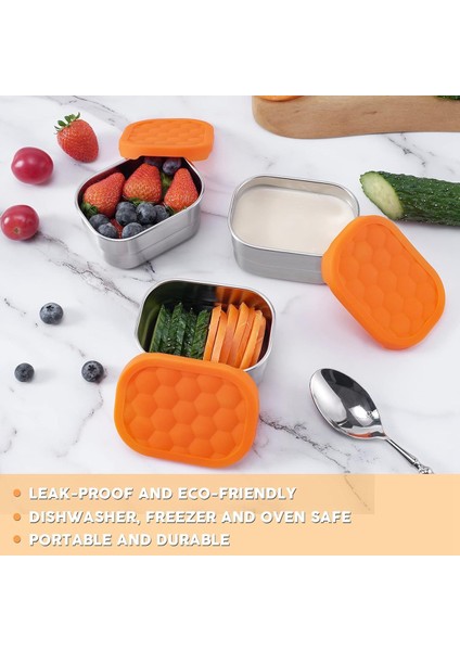 Çocuklar Için Paslanmaz Çelik Aperatif Kapları Kolay Açılır Sızdırmaz Küçük Gıda Kapları Silikon Kapaklı Öğle Yemeği Kutusu 3 Adet (Yurt Dışından) modelleri