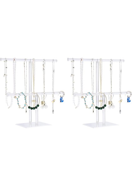 2x Takı Standı Kolye Tutucu, Takı Ekran Tutucu, Kolye ve Bilezik Asılı Organizatör, Şeffaf Kule Standı (Yurt Dışından) fiyatları