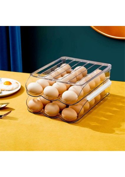 Buzdolabı Için 2 Katmanlı Yumurta Tutucu Yumurta Saklama Kabı, Buzdolabı Için Rampa Tipi Otomatik Rulo Yumurta Organizatör (Yurt Dışından) modelleri