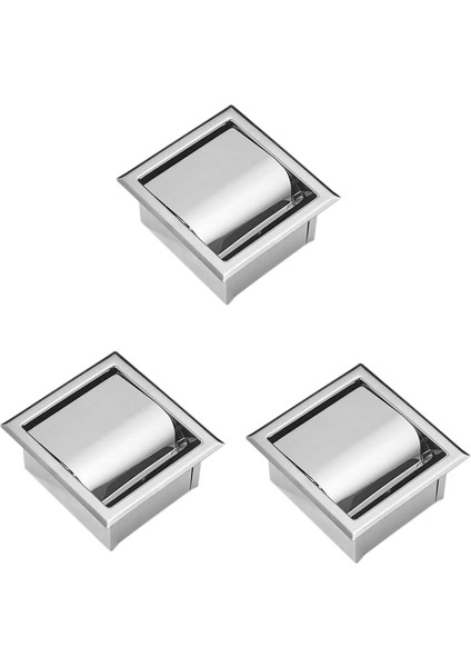 3x Paslanmaz Çelik Gömme Tuvalet Kağıdı Tutucu Duvar Tuvalet Kağıdı Tutucu, Modern Stil Tuvalet Kağıdı Tutucu (Yurt Dışından)