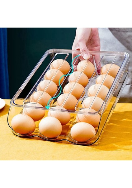 Buzdolabı Için 2 Katmanlı Yumurta Tutucu Yumurta Saklama Kabı, Buzdolabı Için Rampa Tipi Otomatik Rulo Yumurta Organizatör (Yurt Dışından) indirimleri