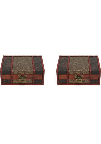 2x Büyük Dekoratif Biblo Takı Kilit El Yapımı Vintage Ahşap Hediyelik Eşya Kutusu (Yurt Dışından)