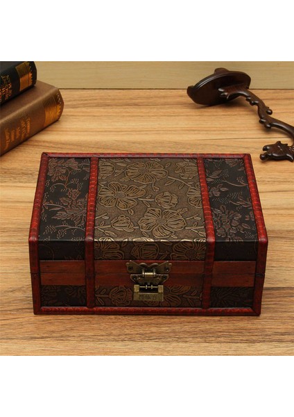 2x Büyük Dekoratif Biblo Takı Kilit El Yapımı Vintage Ahşap Hediyelik Eşya Kutusu (Yurt Dışından)
