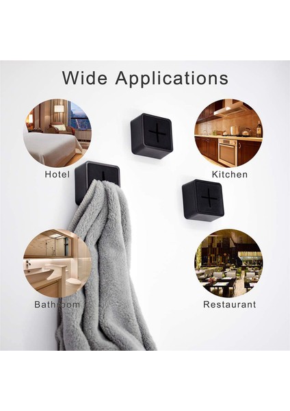Banyo Için Havluluk - Kendinden Yapışkanlı Mutfak Havlu Askısı Kapmak, Duvara Monte Bulaşık Havlu Kancaları, 12'li Paket Siyah (Yurt Dışından)