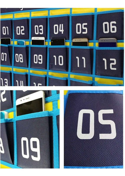 3x 42 Numaralı Cepler Grafik Cep Telefonu Asılı Organizatör Asılı Saklama Çantası Sınıf Hesap Makinesi Telefon Tutucular (Yurt Dışından) indirimleri