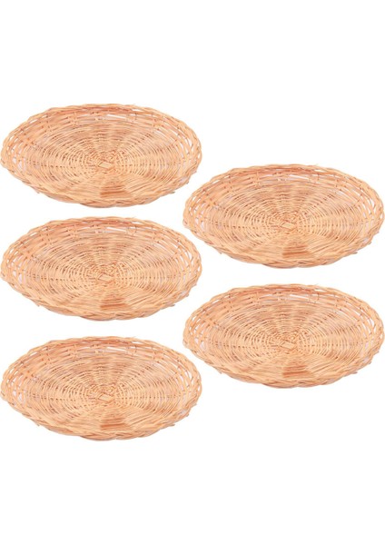 5 Adet Bambu Kağıt Tabak Tutucu - 10 Inç Yuvarlak Dokuma Tabak Tutucu, Piknik Partisi Için Yeniden Kullanılabilir Kağıt Tabak Tutucular (Yurt Dışından)