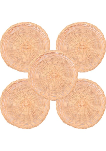 5 Adet Bambu Kağıt Tabak Tutucu - 10 Inç Yuvarlak Dokuma Tabak Tutucu, Piknik Partisi Için Yeniden Kullanılabilir Kağıt Tabak Tutucular (Yurt Dışından) modelleri