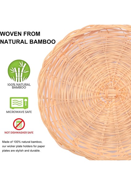 5 Adet Bambu Kağıt Tabak Tutucu - 10 Inç Yuvarlak Dokuma Tabak Tutucu, Piknik Partisi Için Yeniden Kullanılabilir Kağıt Tabak Tutucular (Yurt Dışından) fırsatları