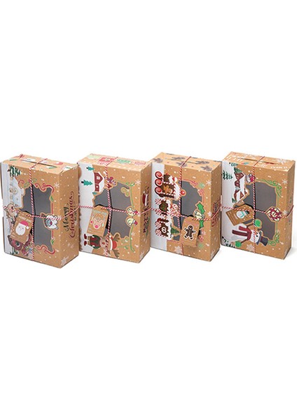 16 Adet Kraft Kağıt Şeker Kutuları Merry Christmas Kurabiye Hediye Kutusu Temizle Pencere Ambalaj Çanta Parti Favor Yeni Yıl Dekorasyon (Yurt Dışından) fırsatları