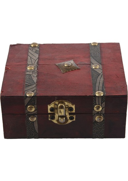 2x Ahşap Vintage Kilit Hazine Sandığı Mücevher Saklama Kutusu Kasa Organizatör Yüzük Hediye (Yurt Dışından)