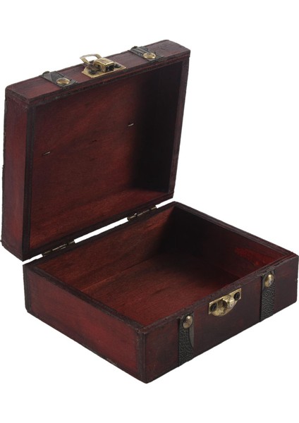 2x Ahşap Vintage Kilit Hazine Sandığı Mücevher Saklama Kutusu Kasa Organizatör Yüzük Hediye (Yurt Dışından)