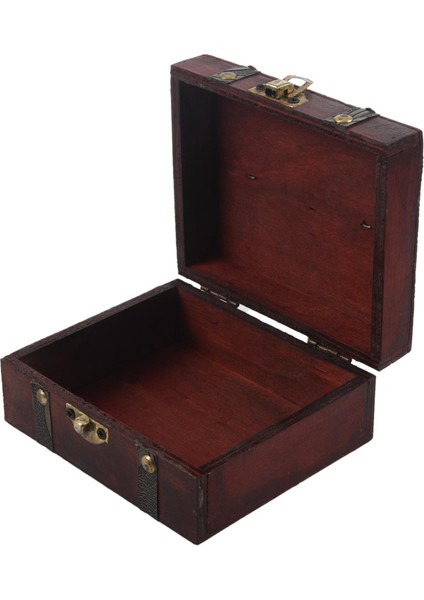 2x Ahşap Vintage Kilit Hazine Sandığı Mücevher Saklama Kutusu Kasa Organizatör Yüzük Hediye (Yurt Dışından)