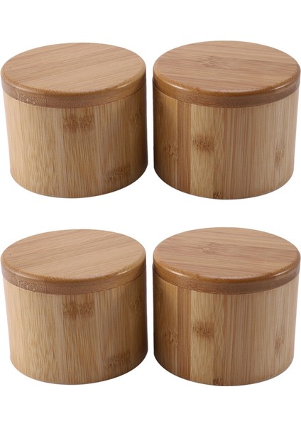 4 Adet Saklama Kutuları Tuz Kutusu Ahşap Bambu Saklama Kutusu Manyetik Döner Kapaklı Konteyner (Yurt Dışından) fiyatları