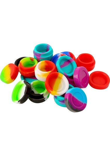 20 Adet 5ml Silikon Balmumu Kapları Çeşitli Renkler Çok Kullanımlı Yapışmaz Balmumu Yağı Saklama Kavanozları (Yurt Dışından)