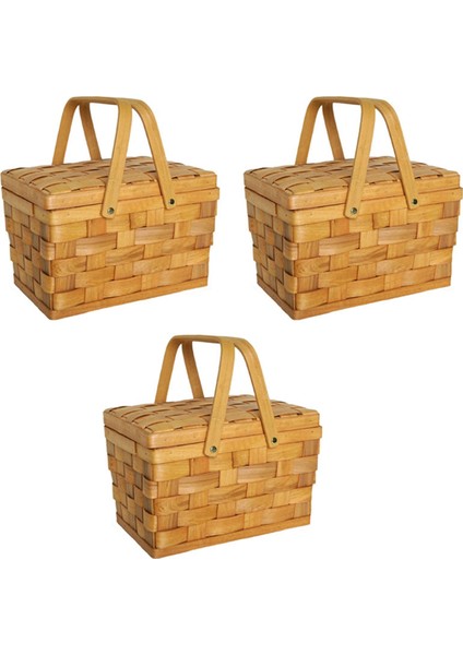 3x Fransa Tarzı Piknik Sepeti Ekmek Sepetleri Yürüyüş Saklama Kutusu Kek Masa Dekorasyon Gıda Fotoğrafçılığı El-Ahşap Renk (Yurt Dışından) fiyatları