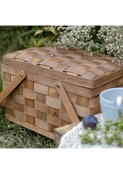 3x Fransa Tarzı Piknik Sepeti Ekmek Sepetleri Yürüyüş Saklama Kutusu Kek Masa Dekorasyon Gıda Fotoğrafçılığı El-Ahşap Renk (Yurt Dışından) indirimleri