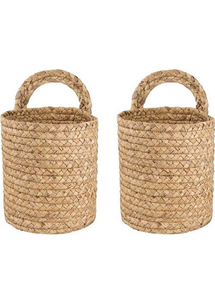 2x Duvar Asılı Rattan Sepet Ekici Kapalı Açık Asılı Halat Çiçek Saksı Sepeti Dekor, S (Yurt Dışından)