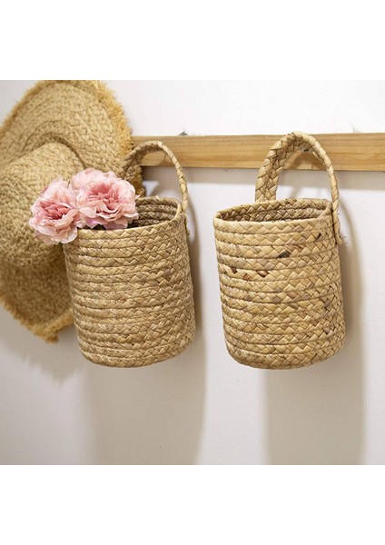 2x Duvar Asılı Rattan Sepet Ekici Kapalı Açık Asılı Halat Çiçek Saksı Sepeti Dekor, S (Yurt Dışından) fırsatları