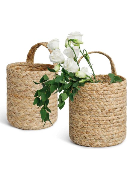 2x Duvar Asılı Rattan Sepet Ekici Kapalı Açık Asılı Halat Çiçek Saksı Sepeti Dekor, S (Yurt Dışından) indirimleri