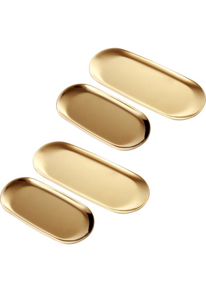 4 Takım Altın Oval Paslanmaz Çelik Biblo Tepsisi, Havlu Saklama Tabağı Plaka Çay Meyve Tepsileri Kozmetik Takı Plaka (Yurt Dışından)