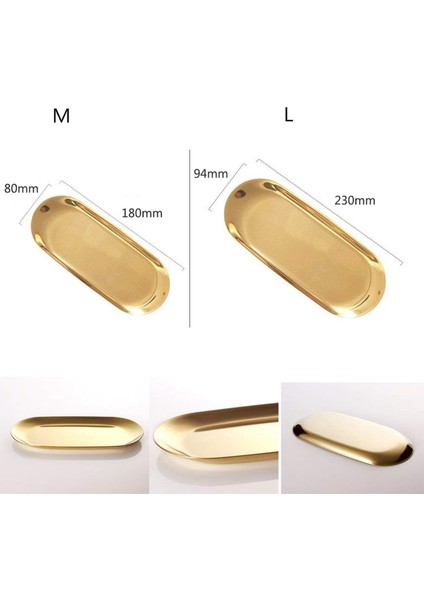 4 Takım Altın Oval Paslanmaz Çelik Biblo Tepsisi, Havlu Saklama Tabağı Plaka Çay Meyve Tepsileri Kozmetik Takı Plaka (Yurt Dışından) fiyatları