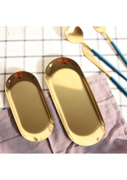 4 Takım Altın Oval Paslanmaz Çelik Biblo Tepsisi, Havlu Saklama Tabağı Plaka Çay Meyve Tepsileri Kozmetik Takı Plaka (Yurt Dışından) modelleri