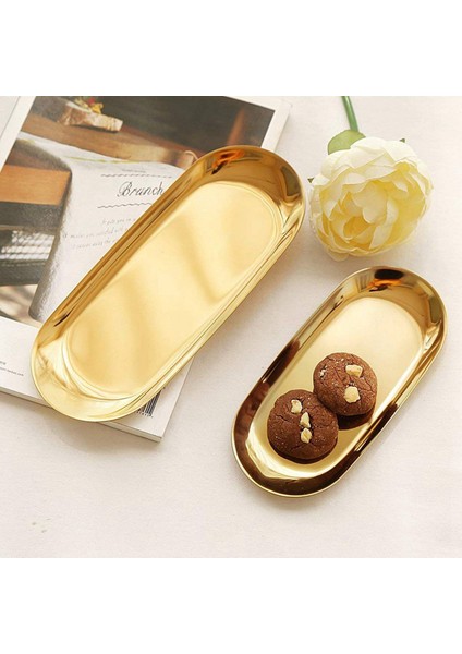 4 Takım Altın Oval Paslanmaz Çelik Biblo Tepsisi, Havlu Saklama Tabağı Plaka Çay Meyve Tepsileri Kozmetik Takı Plaka (Yurt Dışından) fırsatları