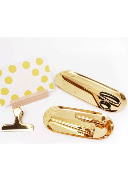 4 Takım Altın Oval Paslanmaz Çelik Biblo Tepsisi, Havlu Saklama Tabağı Plaka Çay Meyve Tepsileri Kozmetik Takı Plaka (Yurt Dışından) indirimleri