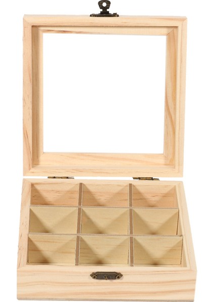 3x Ahşap Çay Poşeti Takı Organizatör Göğüs Saklama Kutusu 9 Bölme Çay Kutusu Organizatör Ahşap Şeker Paket Konteyner (Yurt Dışından)