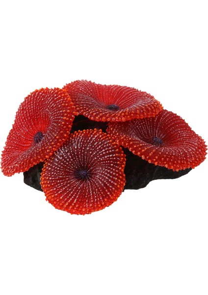 Yapay Akvaryum Balık Tankı Dekorasyon Mercan Deniz Bitki Süs Silikon Kırmızı (Yurt Dışından)